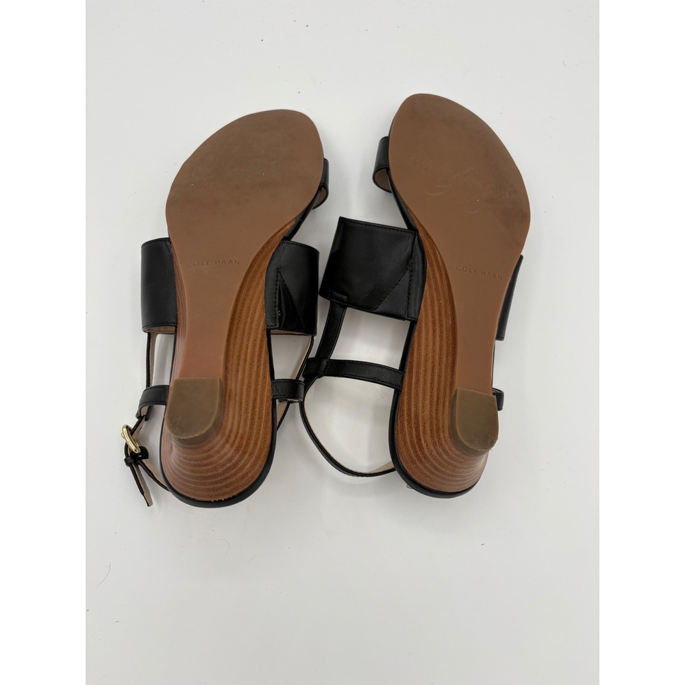 Cole Haan Grand 360 Black Leather Slingback Wedge Sandals W14403 Womens 7.5 B - Picture 7 of 7